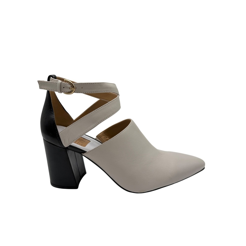 Naturalizer 27 Edit Pumps Womens 8.5W Cream Black Ankle Strap Block Heel New